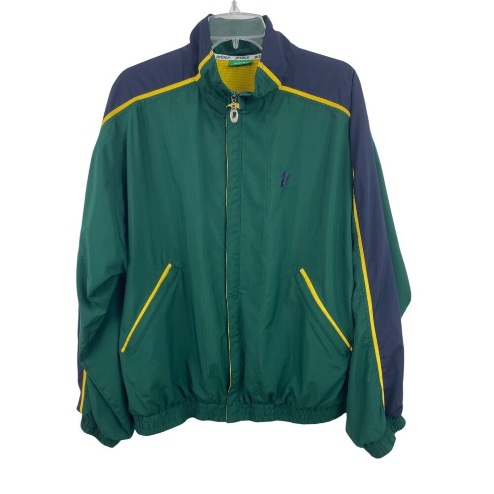Prince Mens Size Large Tennis Green Windbreaker Full Zip Long Sleeve Jacket